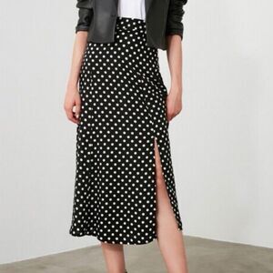 Vintage retro y2k polka dot midi maxi skirt with slit